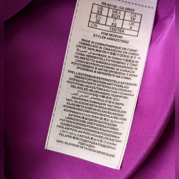 Marciano Silk Blouse Sheer Long SleevePurple Silk Blouse Marciano Long Sleeve - Picture 2 of 16